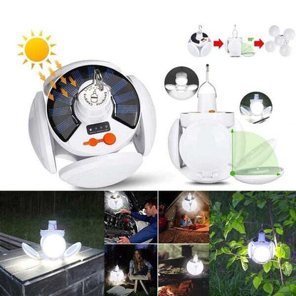 🚀Outdoor essential! Foldable solar LED bulb 🔋Lighting and charging in one!