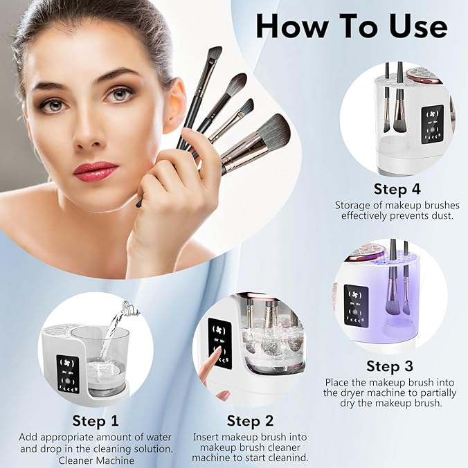 🛒Say Goodbye to Tedious Hand Washing🛒 Fully Automatic Makeup Brush Cleaner🌟Fast and Cleans, Use Your Brushes with Confidence🌟