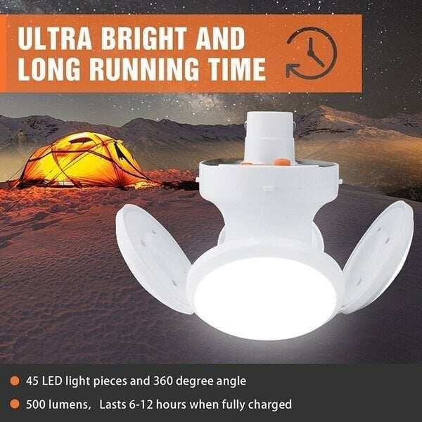 🚀Outdoor essential! Foldable solar LED bulb 🔋Lighting and charging in one!