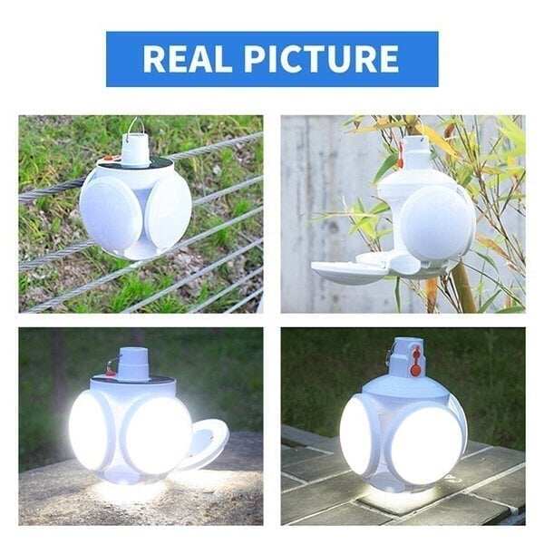 🚀Outdoor essential! Foldable solar LED bulb 🔋Lighting and charging in one!